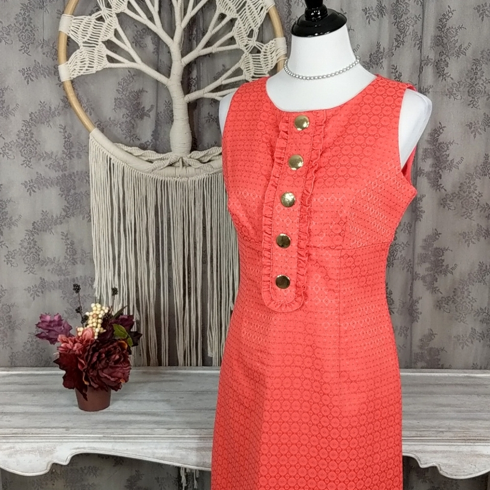 London Times coral brocade dress - Picture 2 of 10